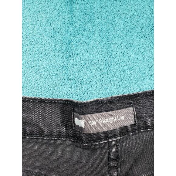 Levis 505 Jeans Sz 16 Short Womens Black Stretch Denim Pants Mid Rise Straight - Picture 3 of 15